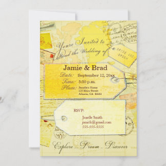 Tema de Convite de Casamento de Destino em amarelo