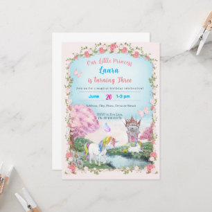 Tema de convite de pequena princesa. Festa infanti