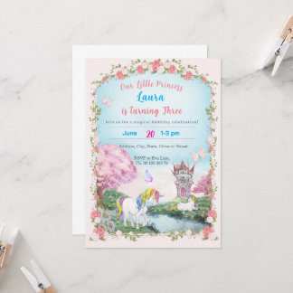 Tema de convite de pequena princesa. Festa infanti