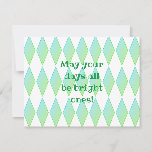 Tema de Diamante Verde Cartão de Nota Plana com En (Frente)