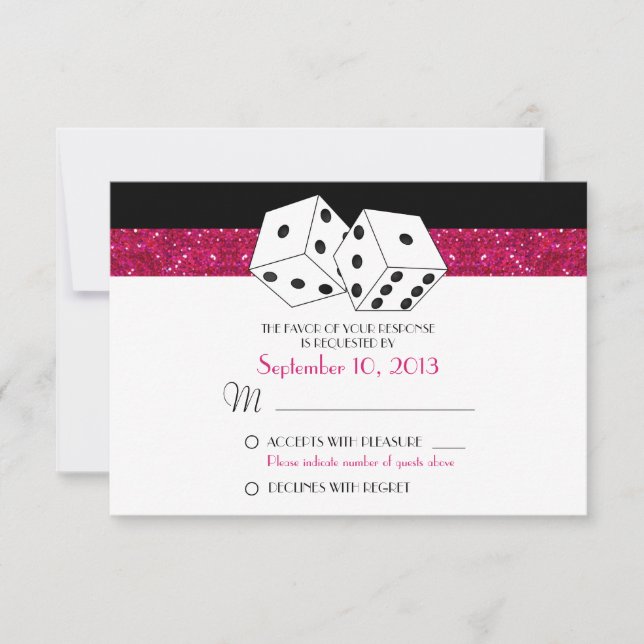 Tema de Dice de Las Vegas RSVP Faux Glitter Quente (Frente)