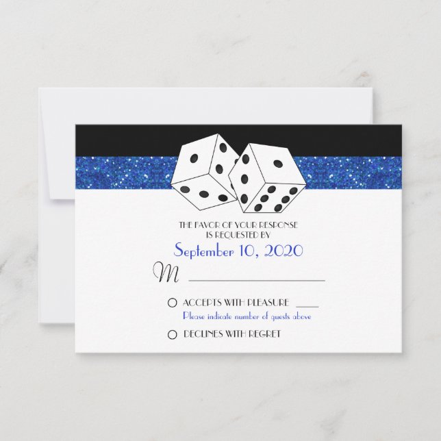 Tema de Dice de Las Vegas RSVP Real Blue Faux Glit (Frente)