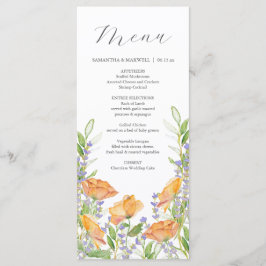 Tema de flor selvagem com Menus de Casamento