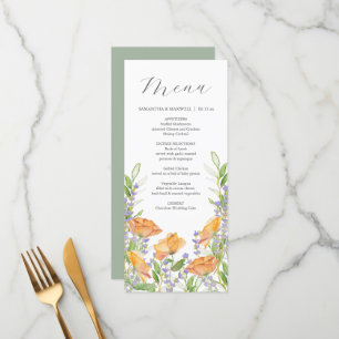 Tema de flor selvagem com Menus de Casamento
