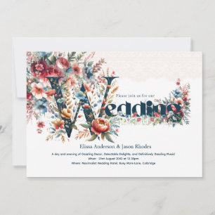 Tema de Lace Floral dos Convites de Casamento Maxi