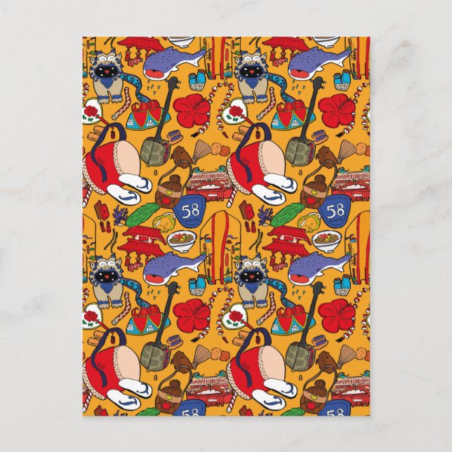 Tema de Okinawa uchina ilustração cartão postal 沖縄 (Frente)