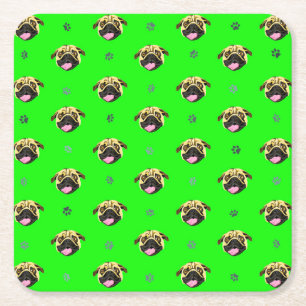 Tema de Pug de Porta-Copos de Papel Verde