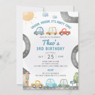 Tema de transporte de Convites de aniversário de a