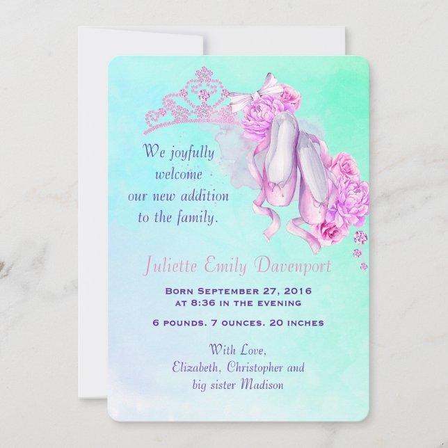 Tema do Balé do Anúncio do Novo Nascimento do Bebê (Frente)