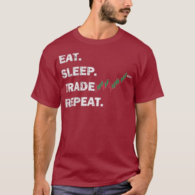Tema do Comerciante Camisa Comer Sleep Trocar Dia (Frente)