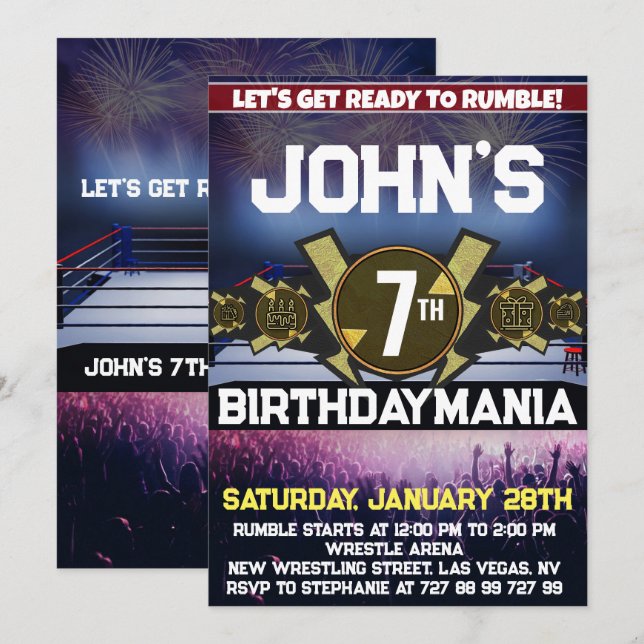 Tema do Convite de aniversário luta (Frente/Verso)