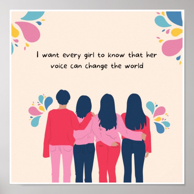 Tema do Dia das Mulheres Design de Poster Fofo (Frente)