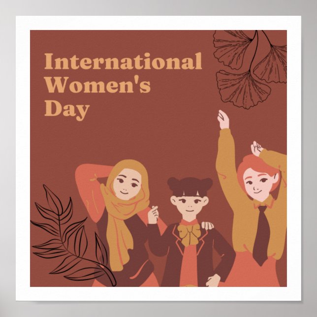 Tema do Dia das Mulheres Design Fofo Poster (Frente)