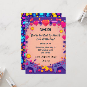 Tema do Jogador Retro Convite de Aniversário do Pi