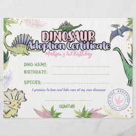 Tema do Partido Dinossauro, Certificado de Adoção 