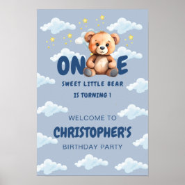 Tema do Primeiro Aniversário do Urso Poster
