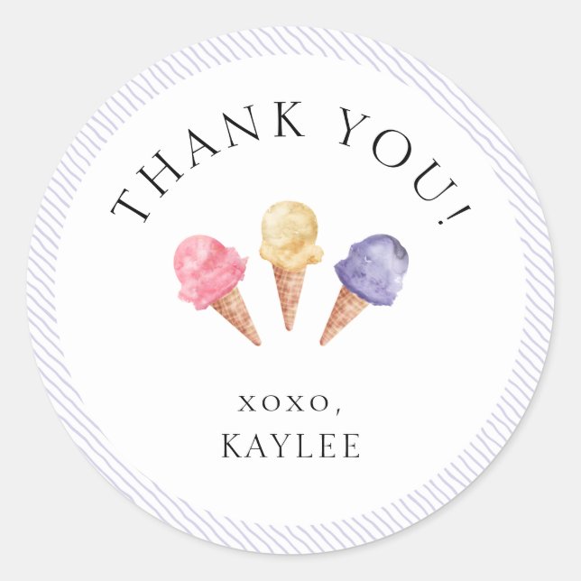 Tema do sorvete Obrigado Clássico Do Adesivo Redon (Frente)