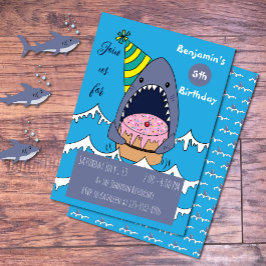 Tema do tubarão Criança Nascida Azul Convites