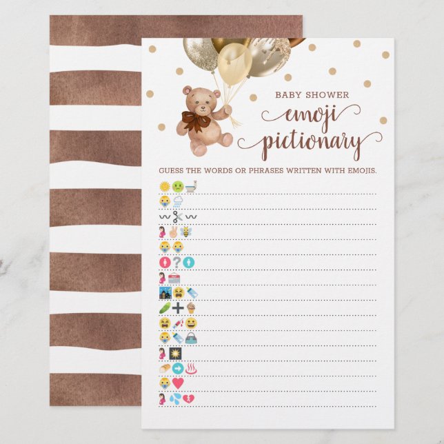 Tema do Urso de Teddy chá de fraldas Emoji Piction (Frente/Verso)