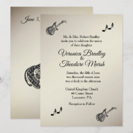 Tema do Violão Convite Dourado Antiquado para Casa