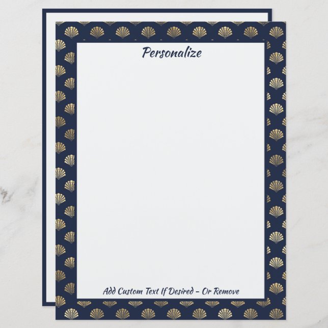 Tema Elegante Dourado Seashells Ocean Beach (Frente/Verso)