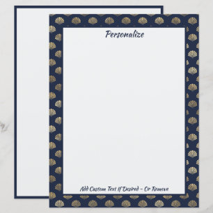 Tema Elegante Dourado Seashells Ocean Beach