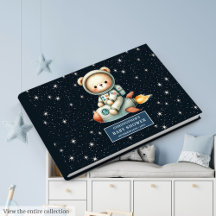 Tema espacial Bebê Menino Livro Guest Urso