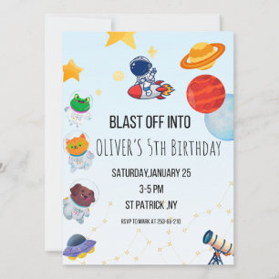 Tema Espacial - Decolar, Convite de Aniversário
