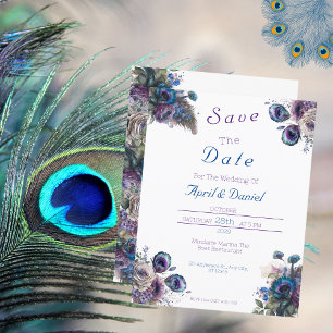 Tema Floral Peacock Salvar o Convite de Data