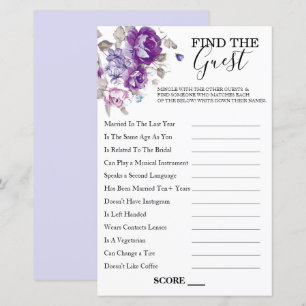 Tema Floral Roxo Encontre O Jogo Convidado