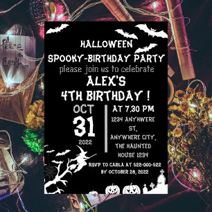 tema mágico, convite de aniversário de halloween