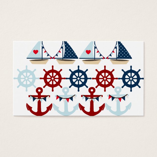 Tema Náutico de Verão Anchors Barcos de vela Helms (Frente)