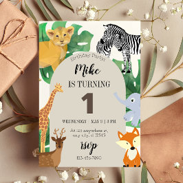 Tema Safari Primeiro Convite de aniversário
