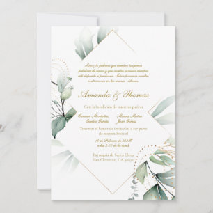 Tema verde convite de casamento espanhol