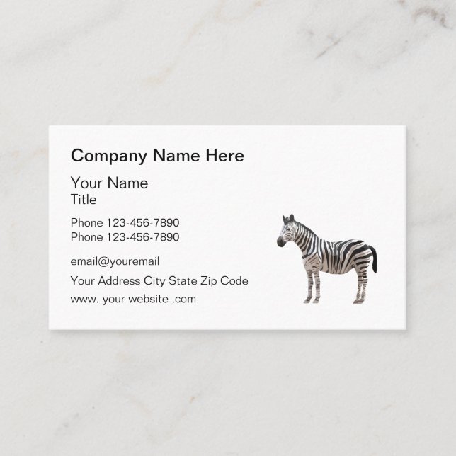 Tema Zebra - Cartão de visita de logotipo comercia (Frente)