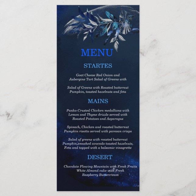 Temas editáveis para cartão de menu da festa de ca (Frente)