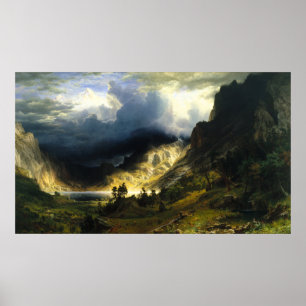 Tempestade de Bierstadt no poster das montanhas