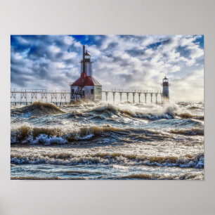 Tempestade Na Rua Joseph Lighthouse Poster