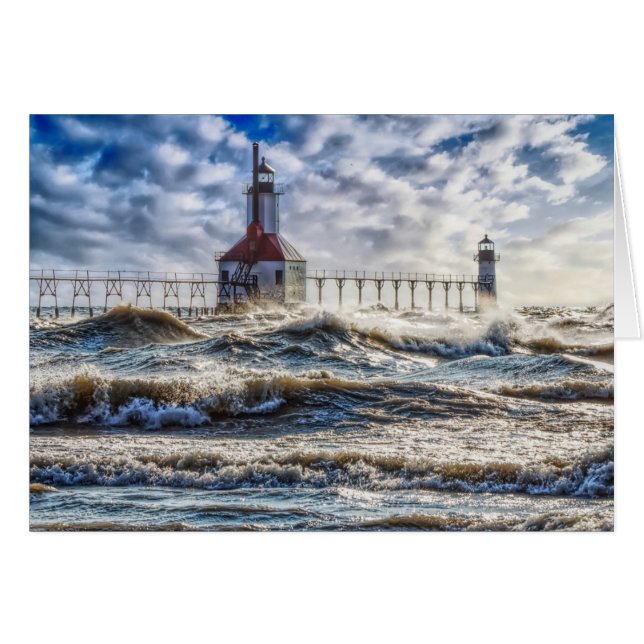 Tempestade No Farol De St Joseph Cartão Sem Texto (Frente horizontal)