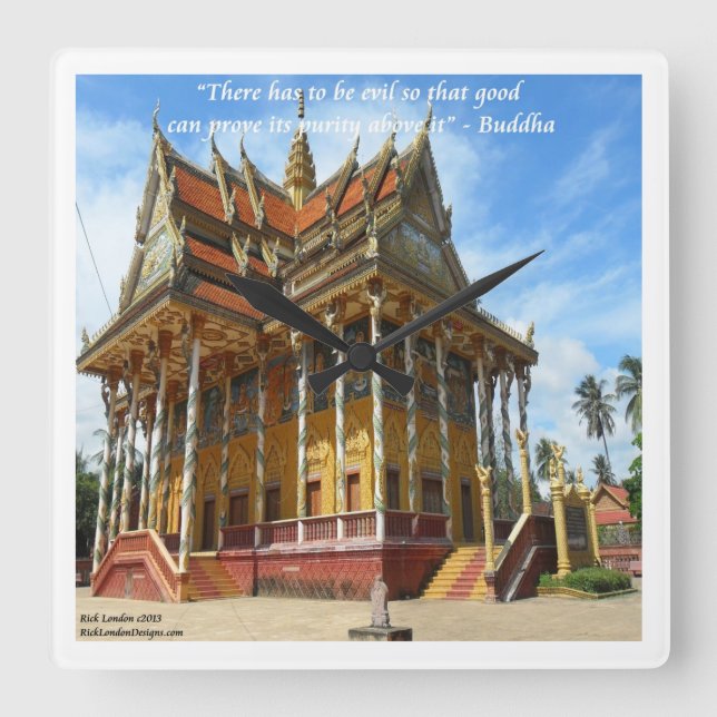 Templo Budista Magnífico e Relógio de Parede com P (Frente)
