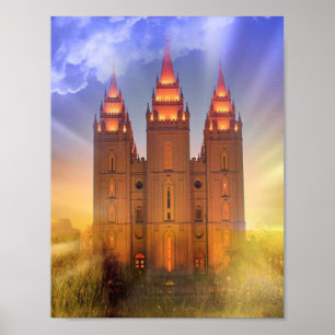 Templo de Salt Lake com poster dos raios de sol