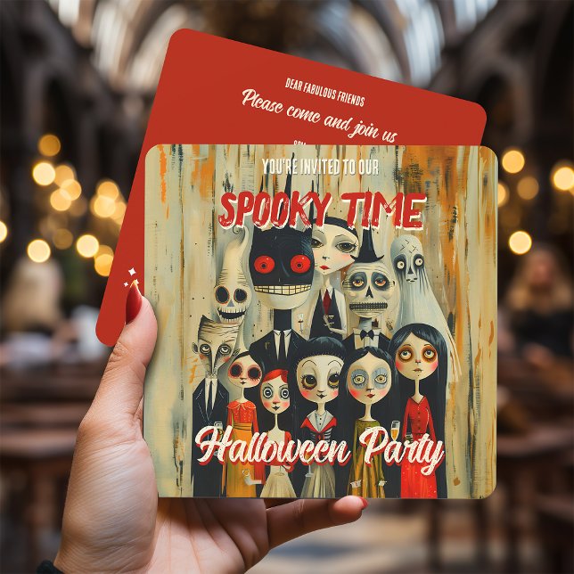 Tempo Assustador Vintage Convite de Halloween (Criador carregado)