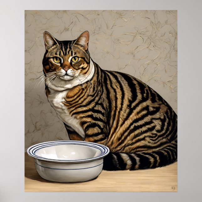 Tempo de alimentação? - Cat Art Impressão (Frente)