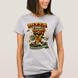 Tempo de Pizza Retro Camiseta Divertida de Fatia d