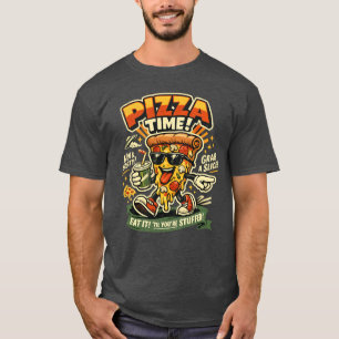 Tempo de Pizza Retro Camiseta Divertida de Pizza
