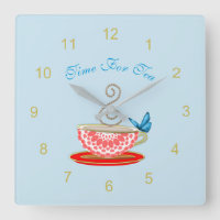 Tempo Para O Relógio De Parede De Tea Cute Square