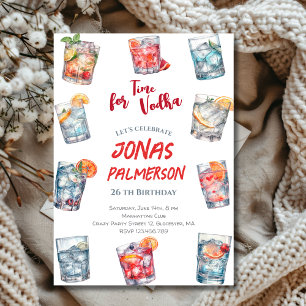 Tempo para vodka, convite de aniversário para adul