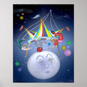 Tenda de circo em um poster pequeno da lua azul
