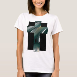 Tendência da Camisa Abstrato de Arte Preta Verde B