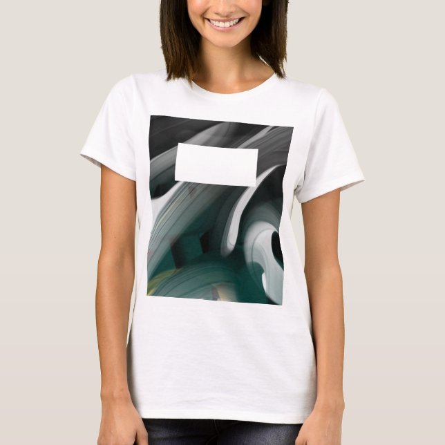 Tendência da Camisa Abstrato de Arte Preta Verde B (Frente)